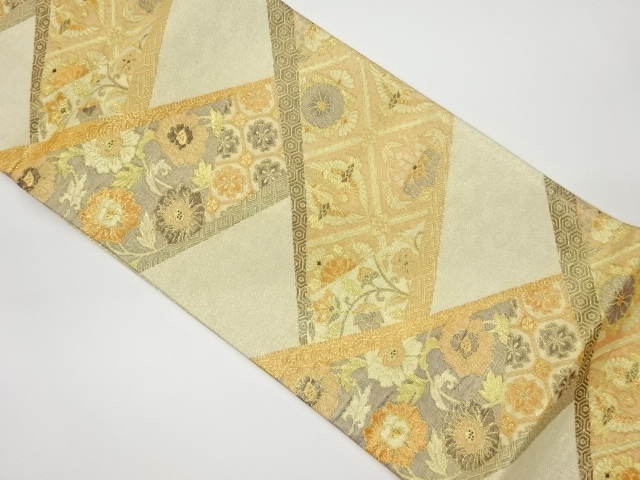 JAPANESE KIMONO / VINTAGE FUKURO OBI / SAGANISHIKI / WOVEN PAULOWNIA & FLOWER ARABESQUE